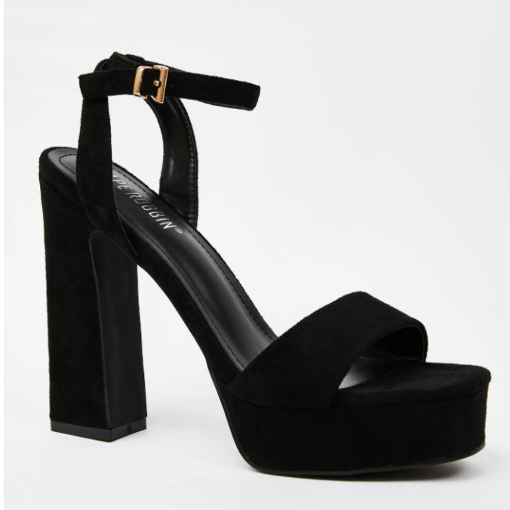 MIDNIGHT CURTAIN CALL PLATFORM HEELS - NWOT